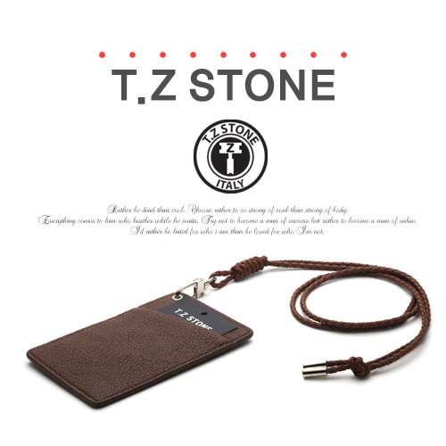 티지스톤-TZ1D218 버팔로 브라운 목걸이형 카드지갑(사선형)