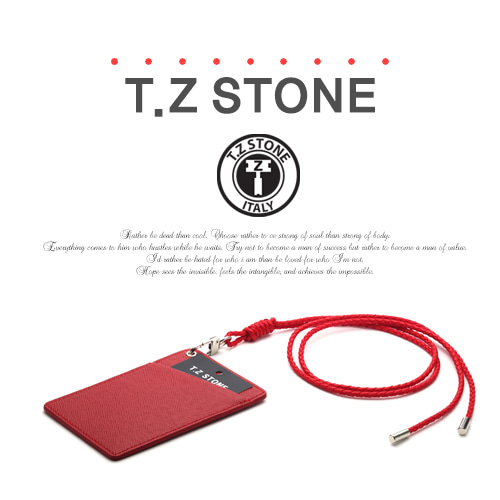 티지스톤-TZ1D223 사피아노 레드 목걸이형 카드지갑(사선형)
