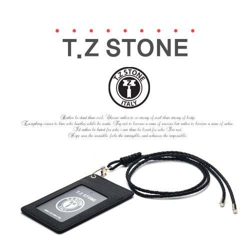 티지스톤-TZ1D208 사피아노 블랙 목걸이형 카드지갑(투명창)