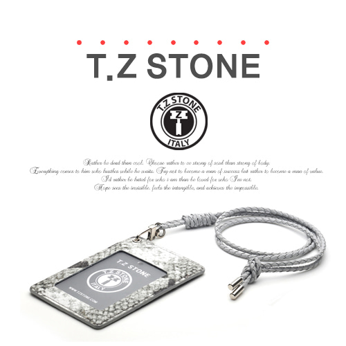 티지스톤-TZ1D210 뱀피 그레이 목걸이형 카드지갑(투명창)