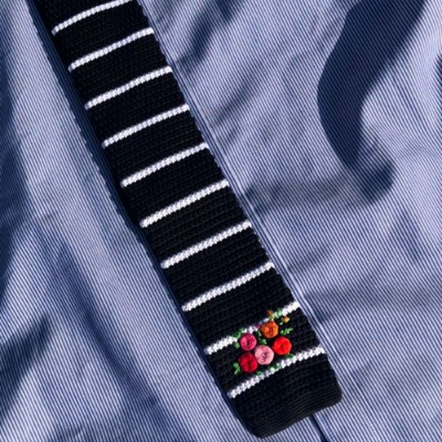 젠틀안트블랙줄무늬 패턴(길이:140cm 폭:6cm)수동 니트 넥타이TZ1D402BK